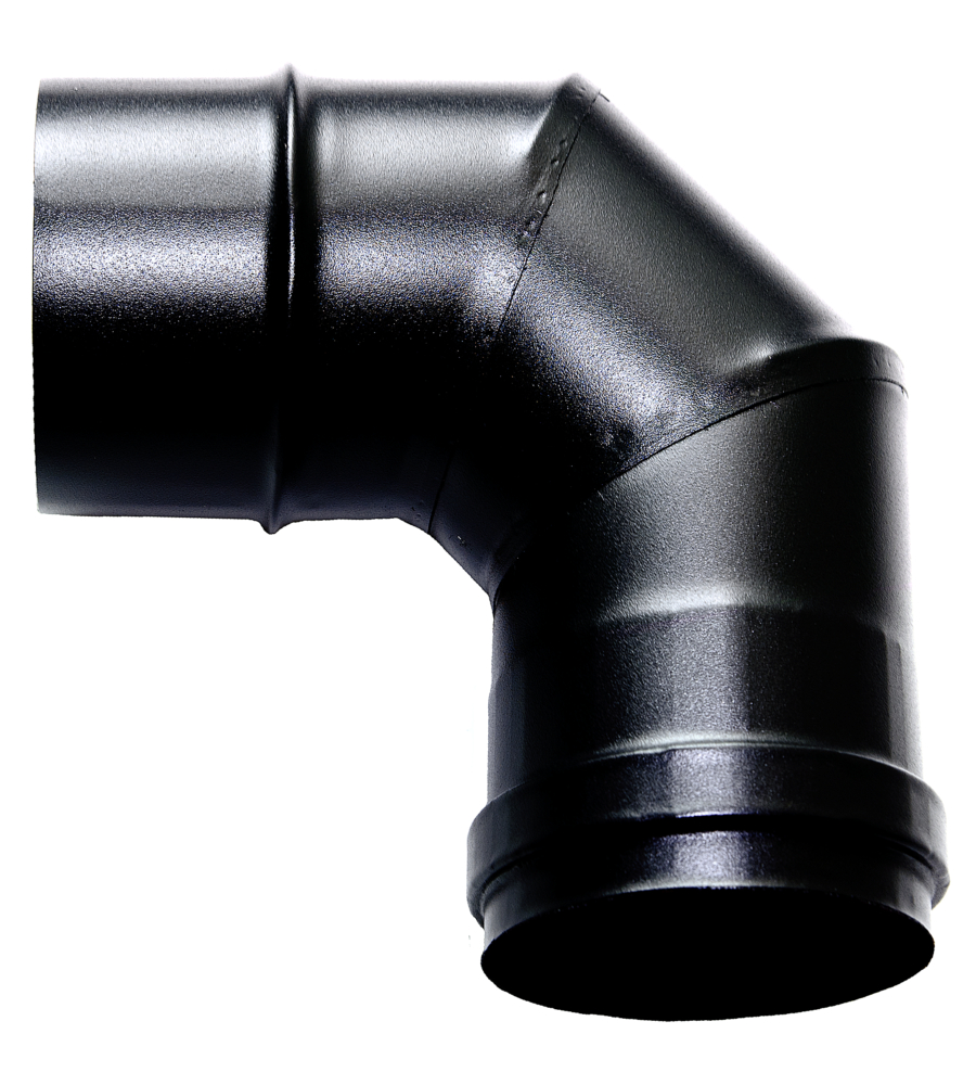 TUBO CURVA 90° IN ACCIAIO SMALTATO VERNICIATO NERO PER SCARICO FUMI, DIAMETRO 80 MM